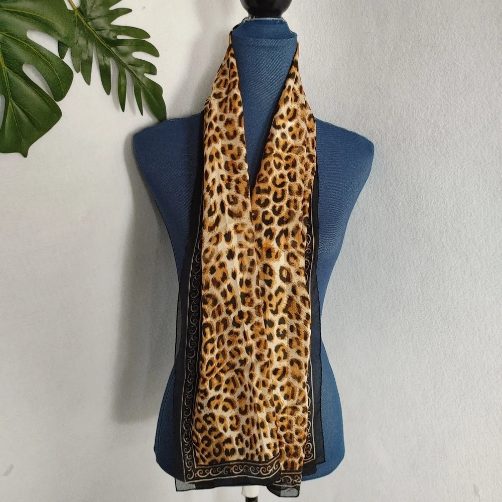 Animal Print Silk Like Scarf